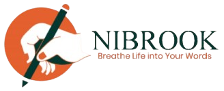 NIBROOK logo - hand holding a pen inside orange circle